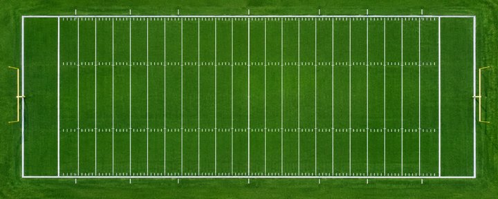 American football field seen from above (AI-generated image)